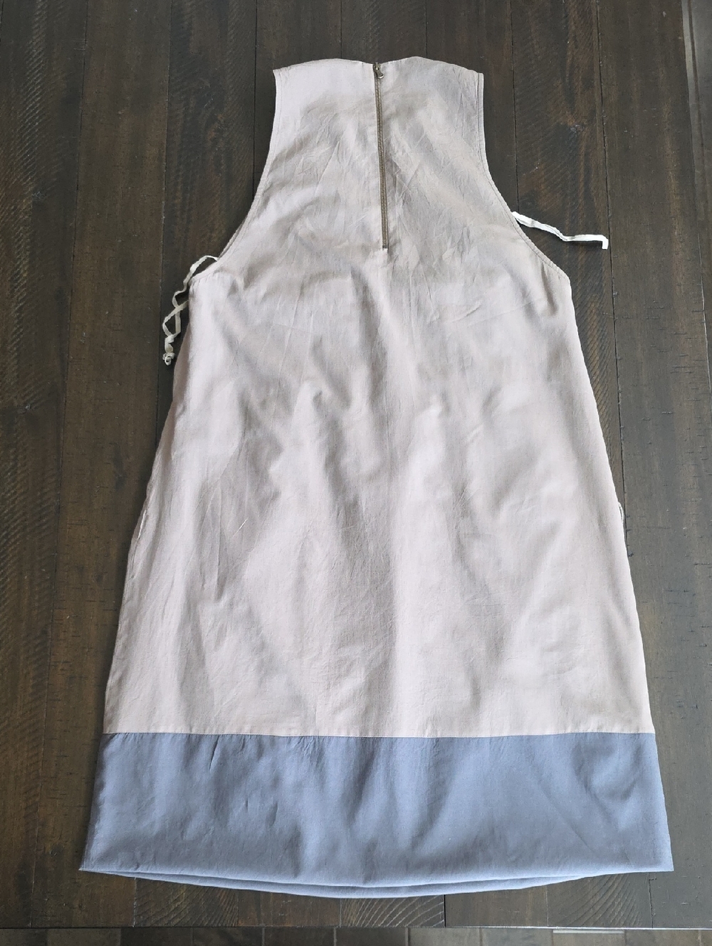 Brunello Cucinelli Sleeveless Two-Tone Shift Dress Beige Gray Cotton Silk Sz S - Picture 10 of 10